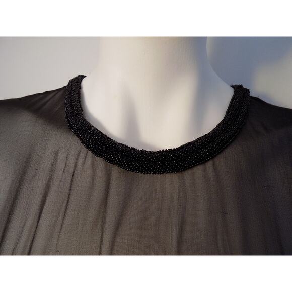 Vintage Judith Ann Creations black silk beaded evening wear cocktail size Medium - Picture 11 of 12